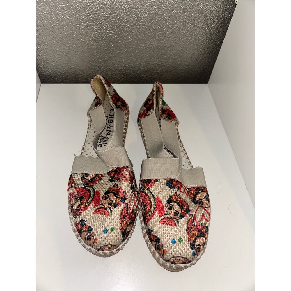 Urban D & Rena Frida Kohlo Espadrilles Summer Fun Canvas Flats 25 / 8.5 NWOB